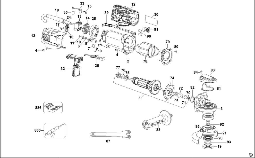 Dewalt D28117 Type 1 Small Angle Grinder Spare Parts