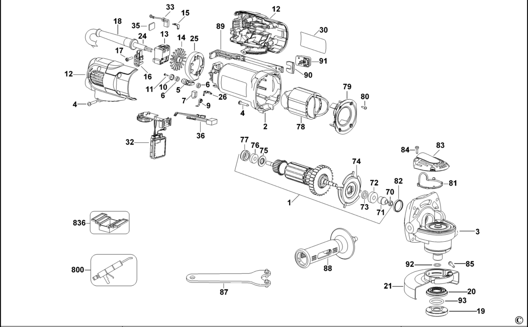 Dewalt D28116 Type 1 Small Angle Grinder Spare Parts