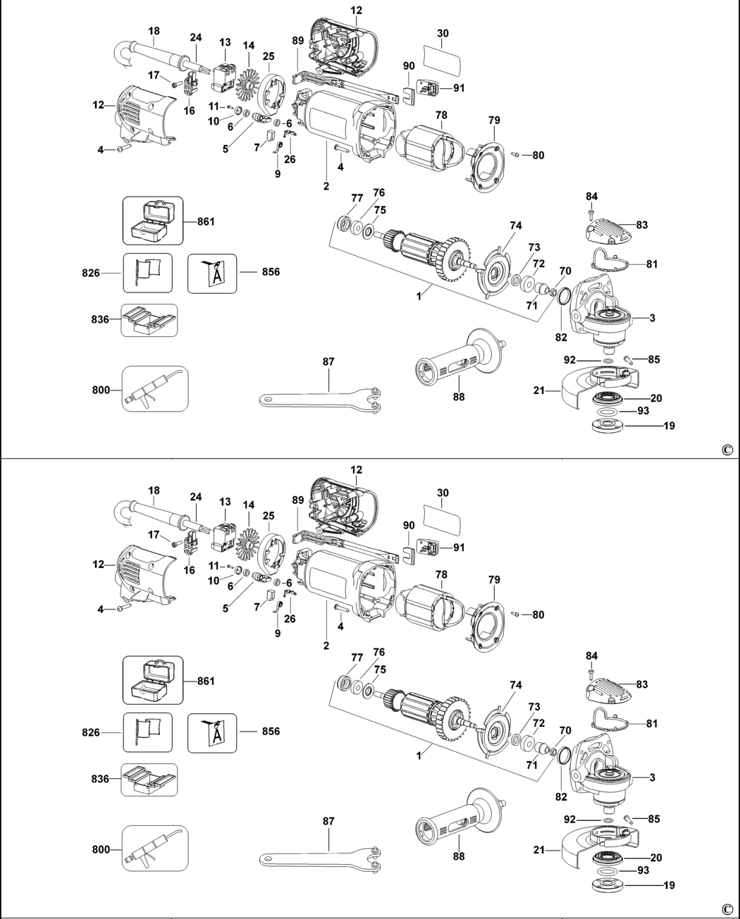 Dewalt D28132 Type 1 Small Angle Grinder Spare Parts