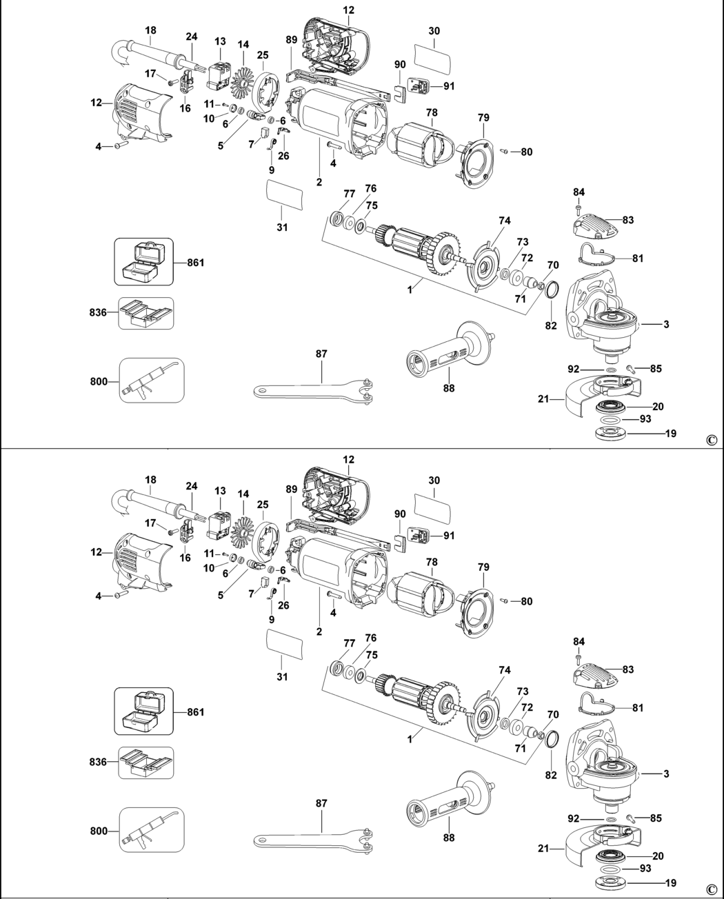 Dewalt D28135 Type 1 Small Angle Grinder Spare Parts