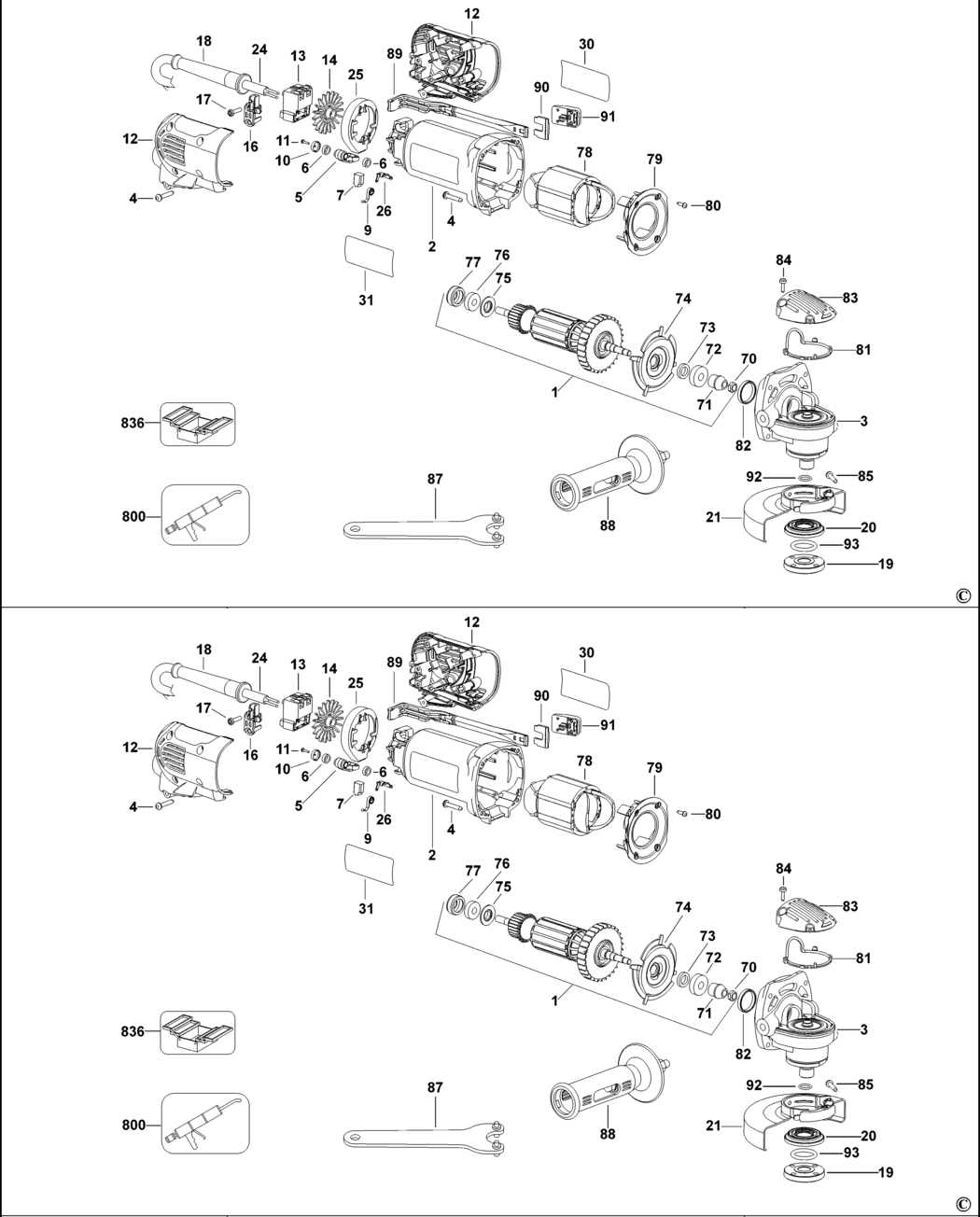 Dewalt D28141 Type 1 Small Angle Grinder Spare Parts