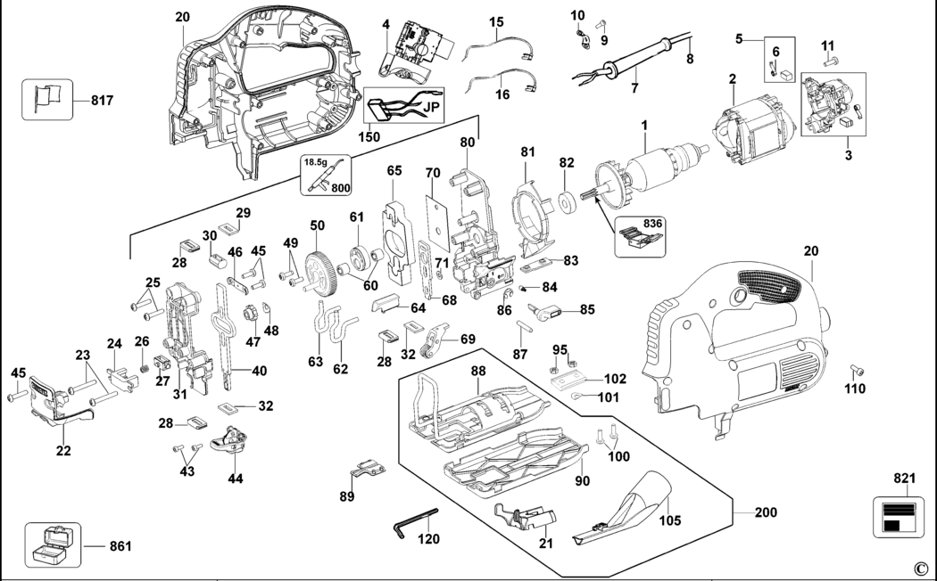 Dewalt DW341K Type 1 Jigsaw Spare Parts