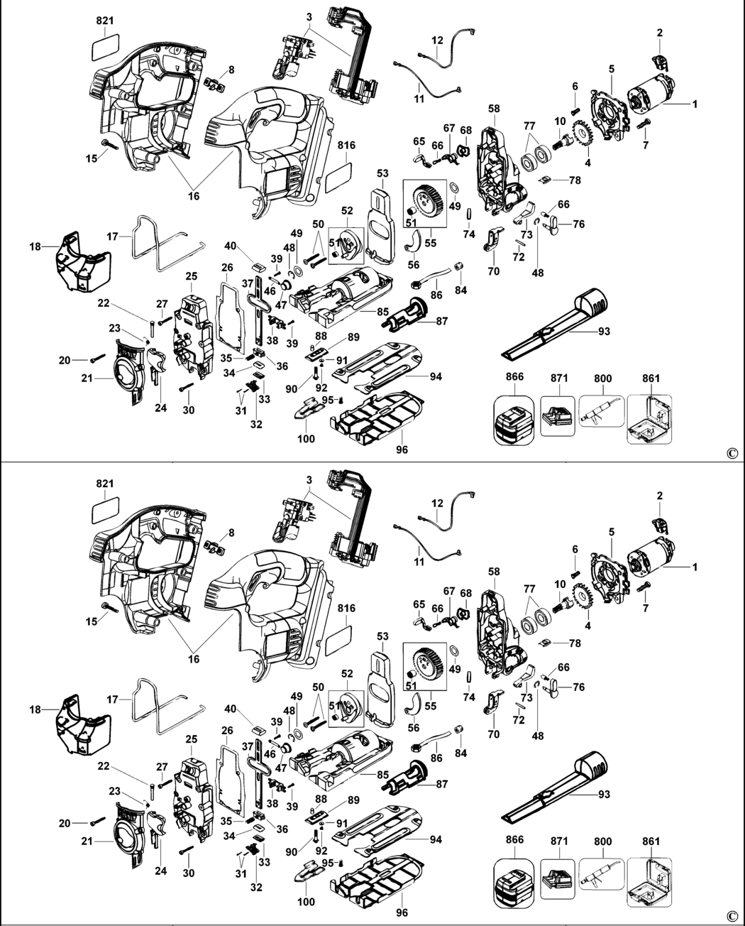 Dewalt DC308K Type 1 Cordless Jigsaw Spare Parts