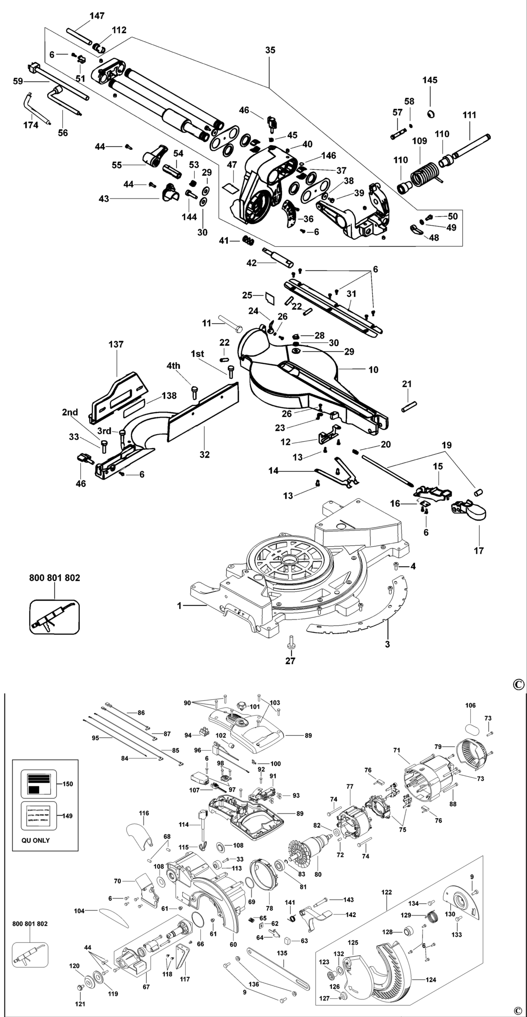 Dewalt DW712 Type 2 Mitre Saw Spare Parts