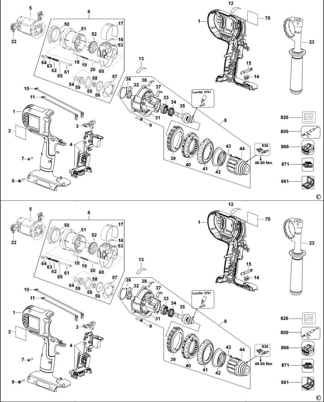 Dewalt DC900KL Type 1 Cordless Drill Spare Parts