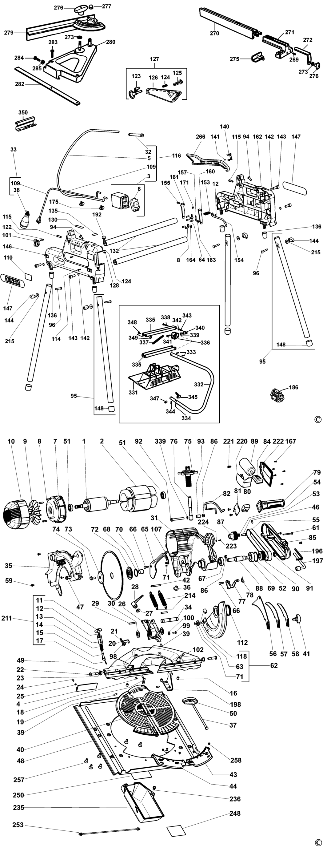 Dewalt DW743 Type 4 Combination Saw Spare Parts