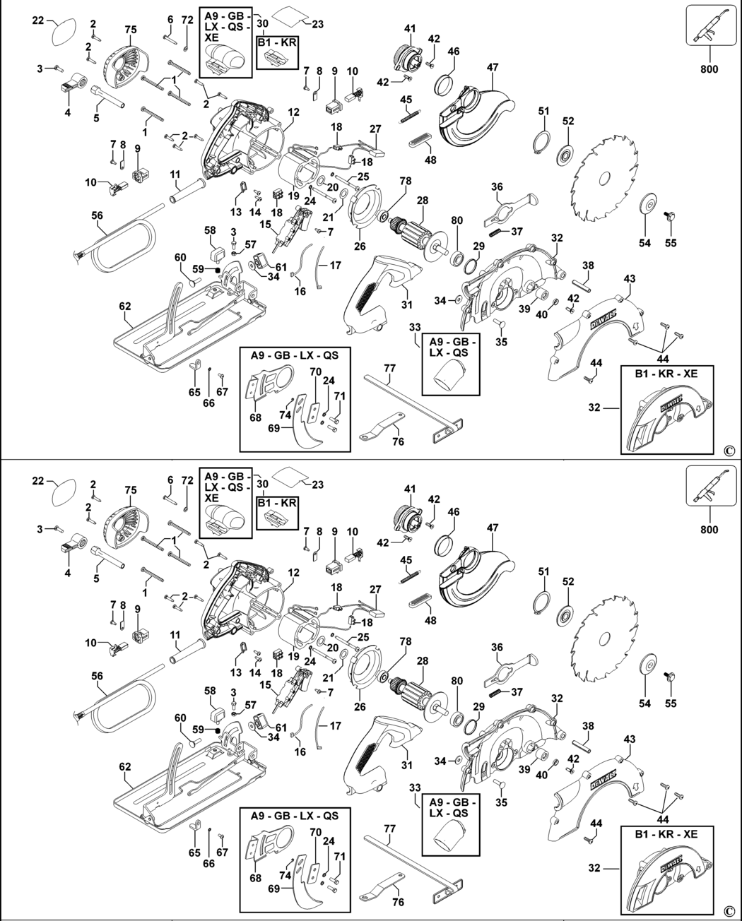 Dewalt D23620 Type 1 Circular Saw Spare Parts