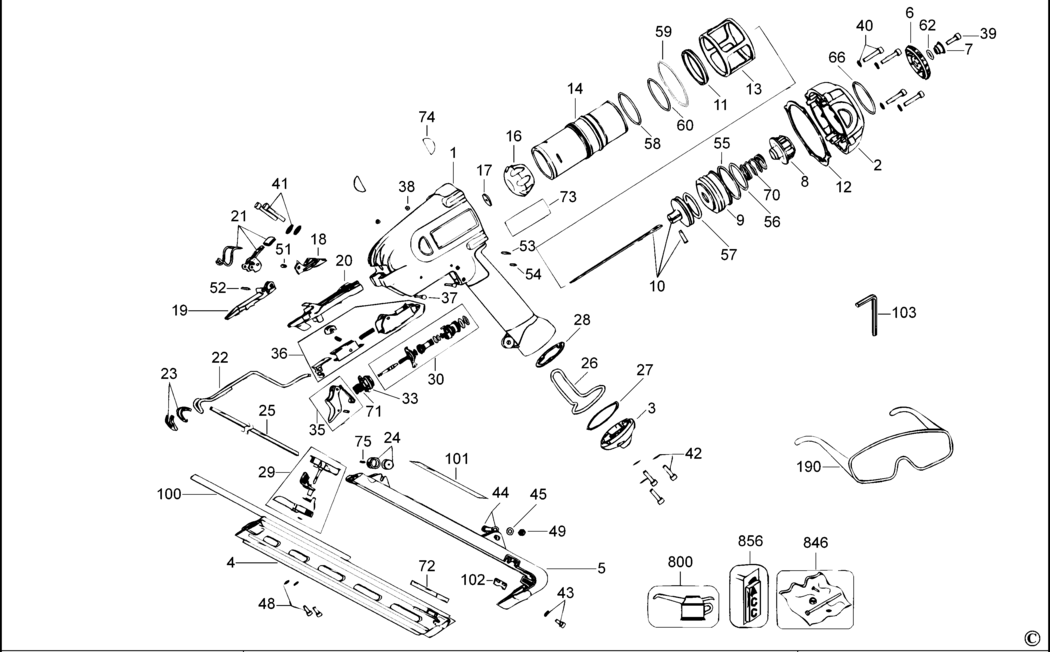 Dewalt D51275K Type 2 Angled Finish Nailer 15 Gauge Spare Parts