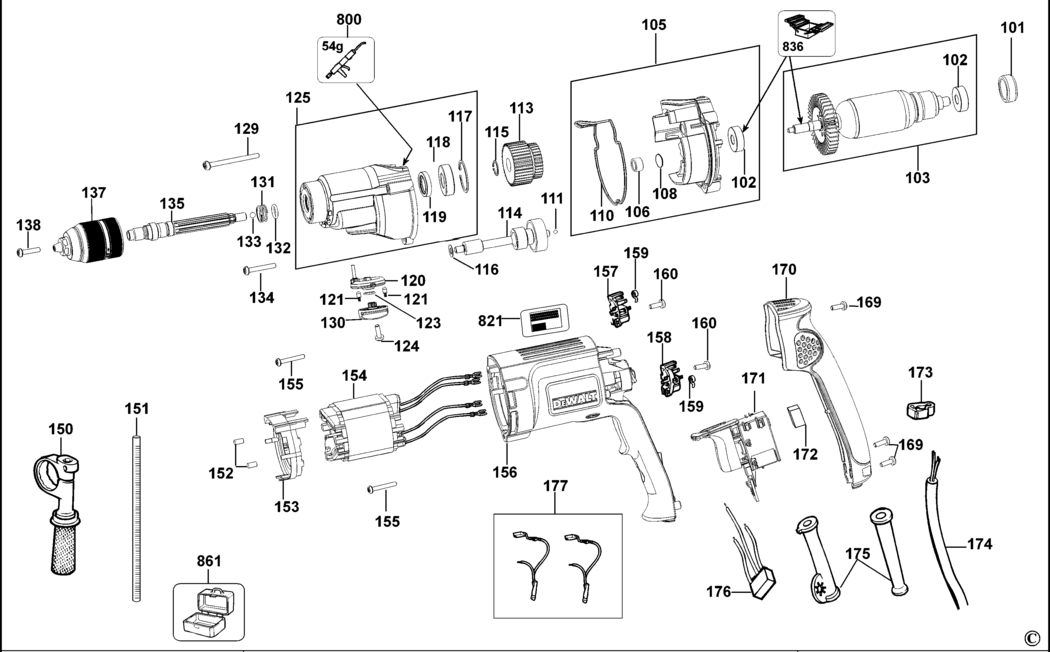 Dewalt D21441 Type 1 Drill Spare Parts