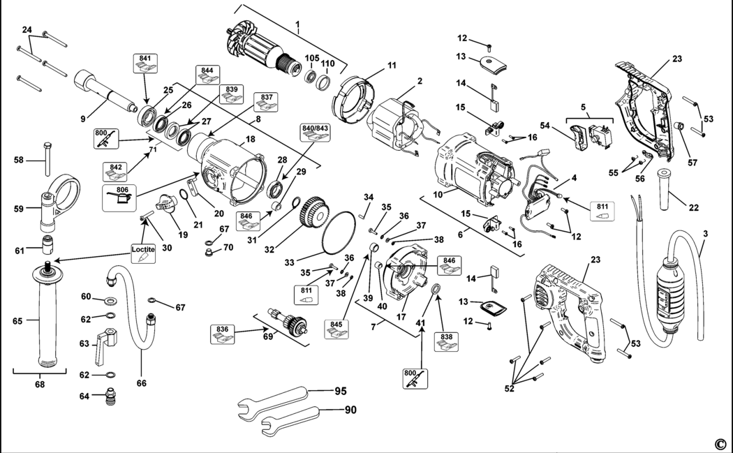 Dewalt D21582K Type 1 Diamond Drill Spare Parts