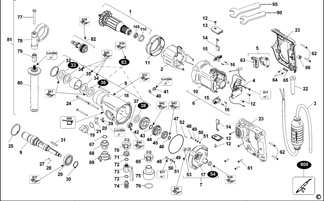 Dewalt D21583K Type 1 Diamond Drill Spare Parts