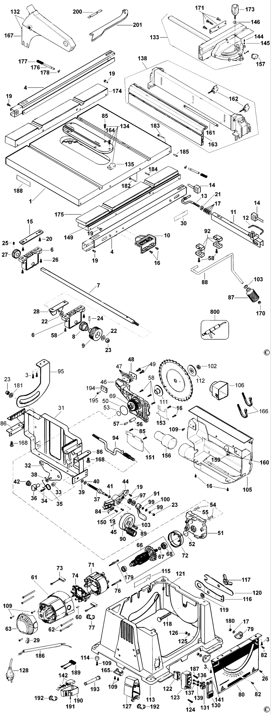 Dewalt DW744XP Type 2 Table Saw Spare Parts