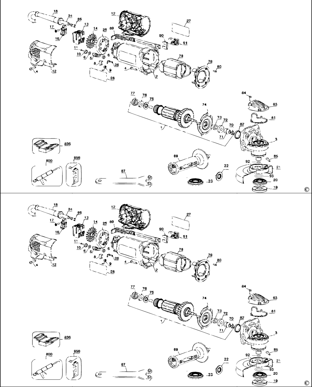 Dewalt D28112 Type 1 Small Angle Grinder Spare Parts