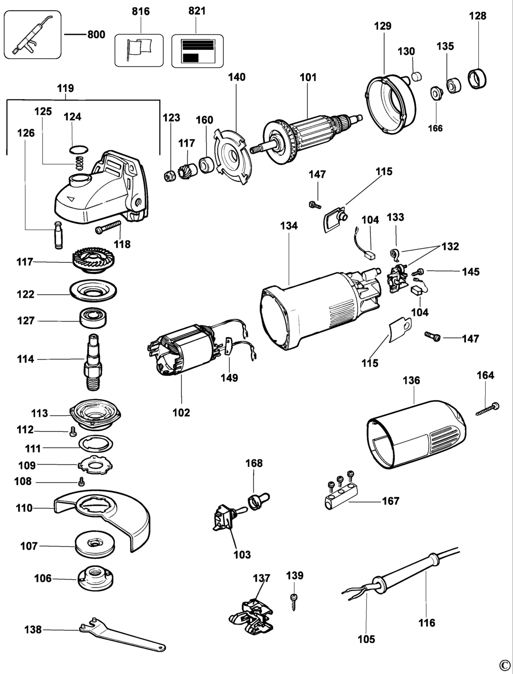 Dewalt DW810 Type 3 Angle Grinder Spare Parts