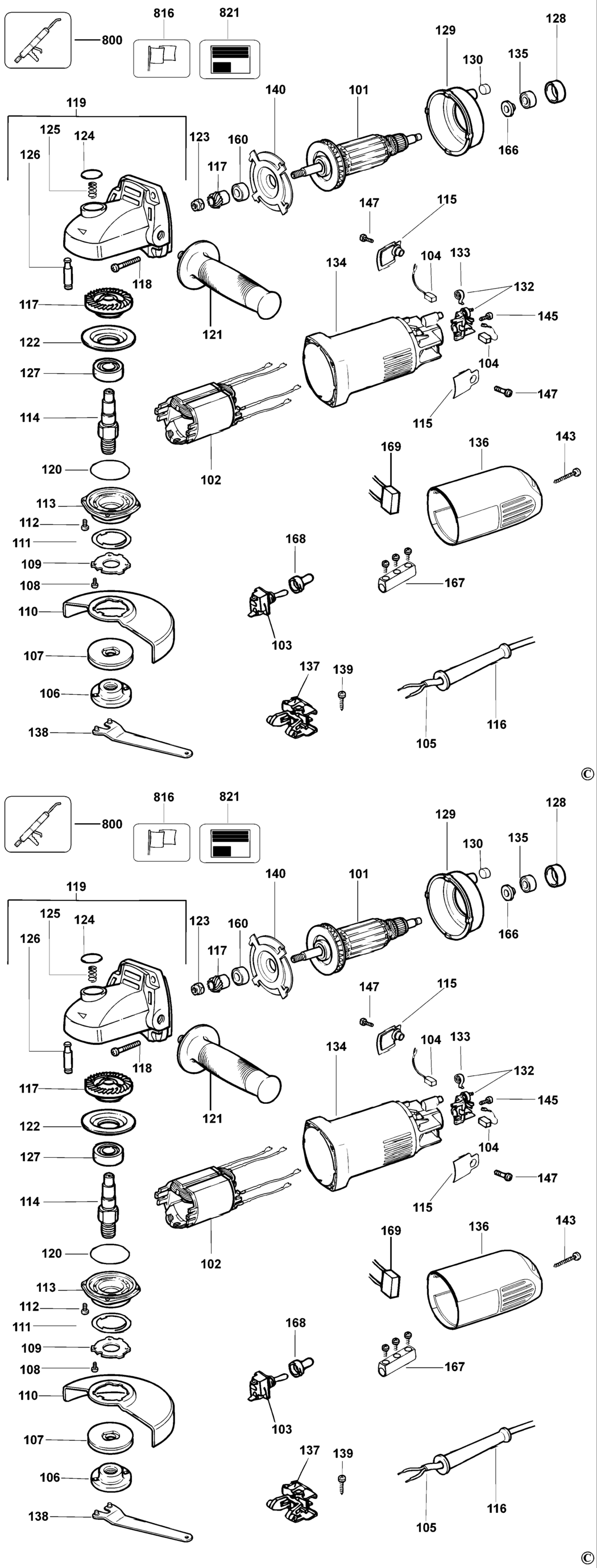 Dewalt DW803 Type 4 Angle Grinder Spare Parts