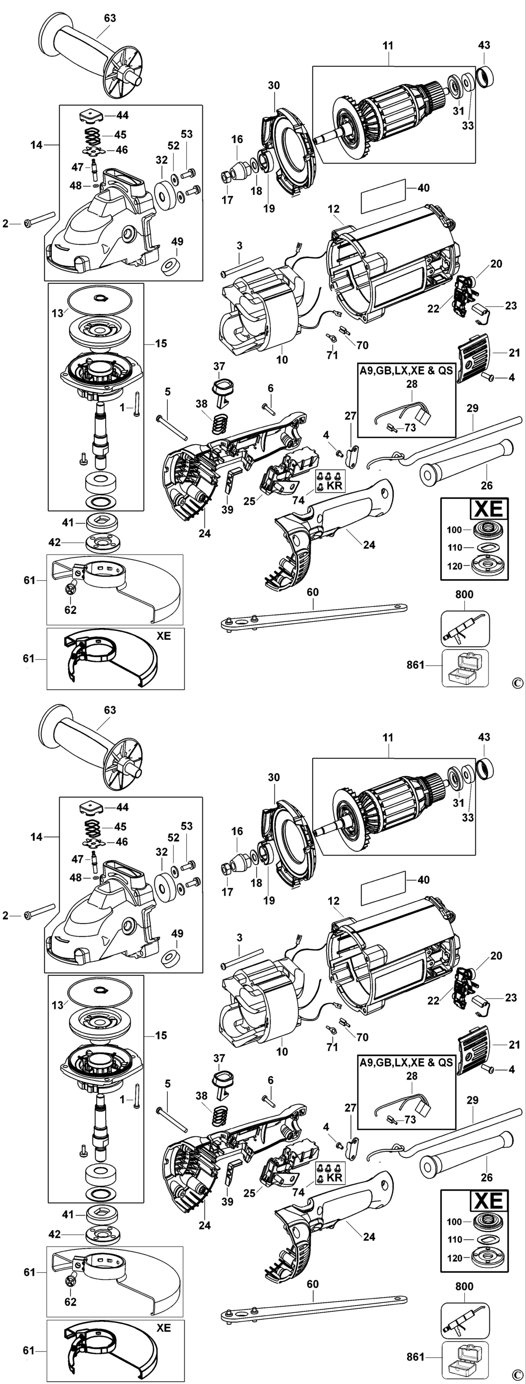 Dewalt D28491 Type 1 Angle Grinder Spare Parts