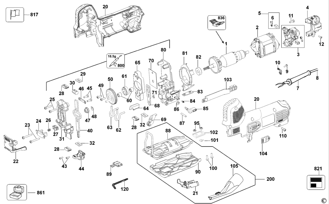 Dewalt DW343K Type 1 Jigsaw Spare Parts