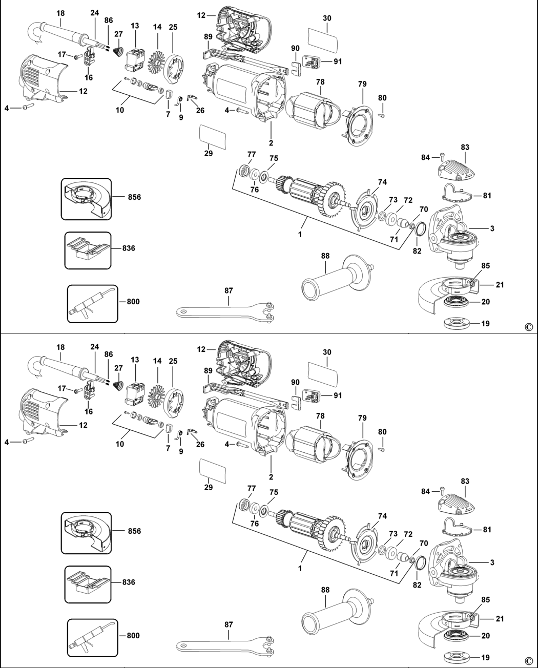 Dewalt D28800 Type 1 Small Angle Grinder Spare Parts