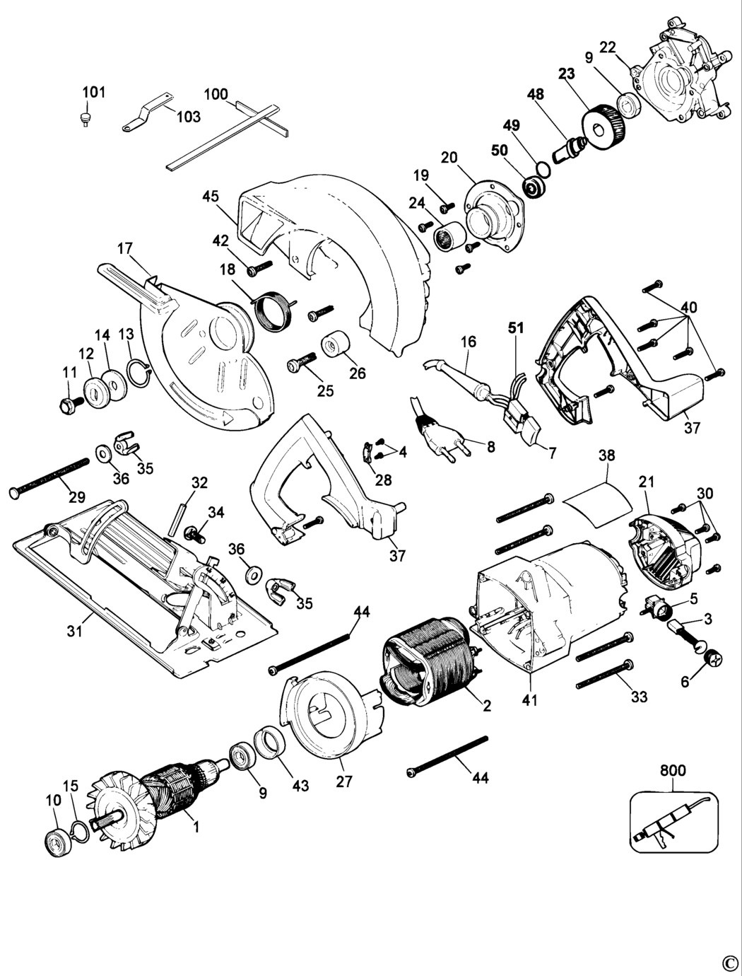 Dewalt DW352 Type 4 Circular Saw Spare Parts