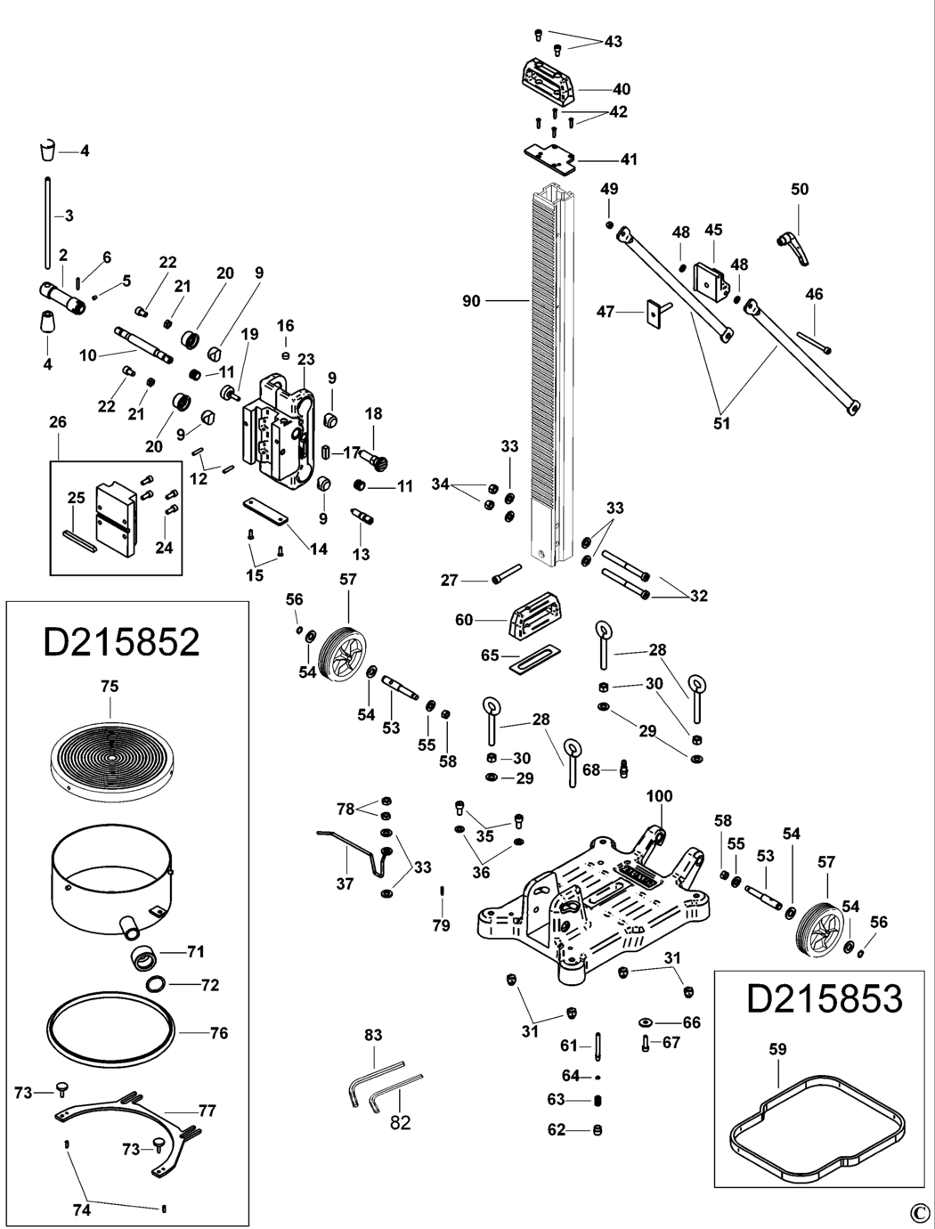 Dewalt D215851 Type 1 Drill Stand Spare Parts