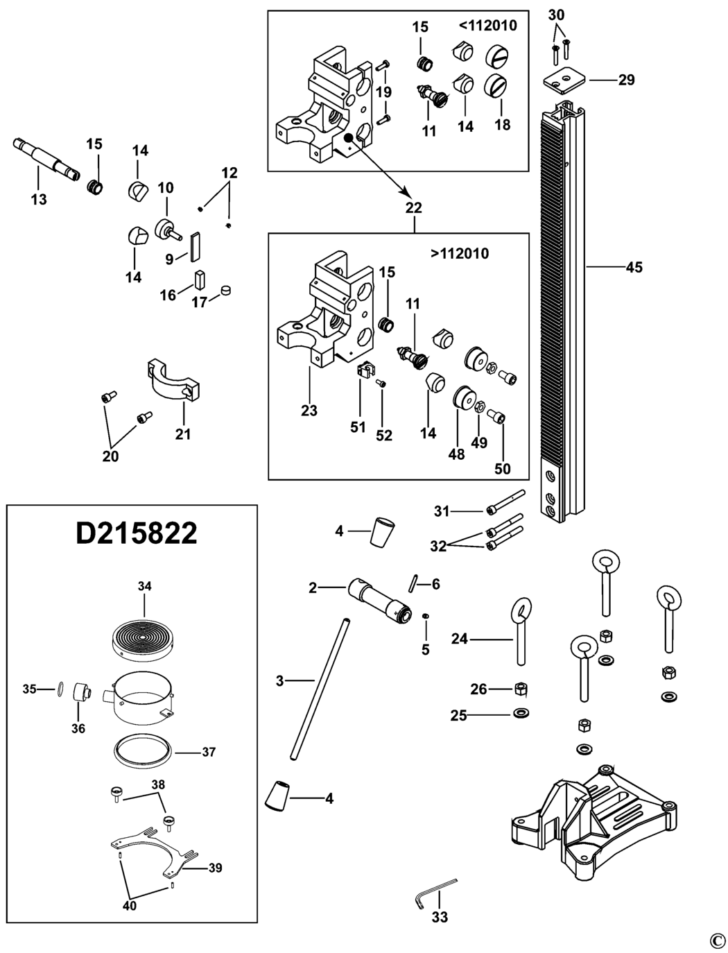 Dewalt D215821 Type 1 Drill Stand Spare Parts