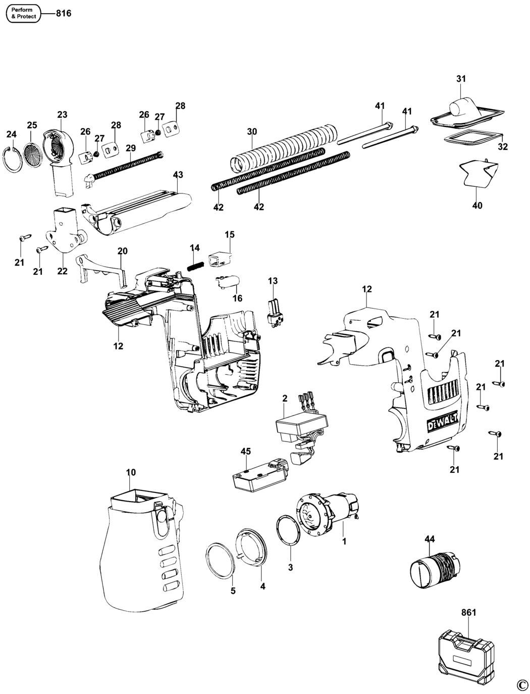 Dewalt D25300DH Type 2 Dust Extractor Spare Parts