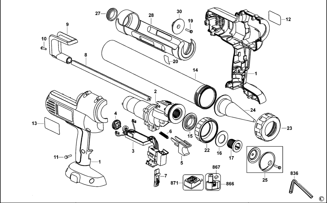 Dewalt DC547K Type 1 Caulk Gun Spare Parts