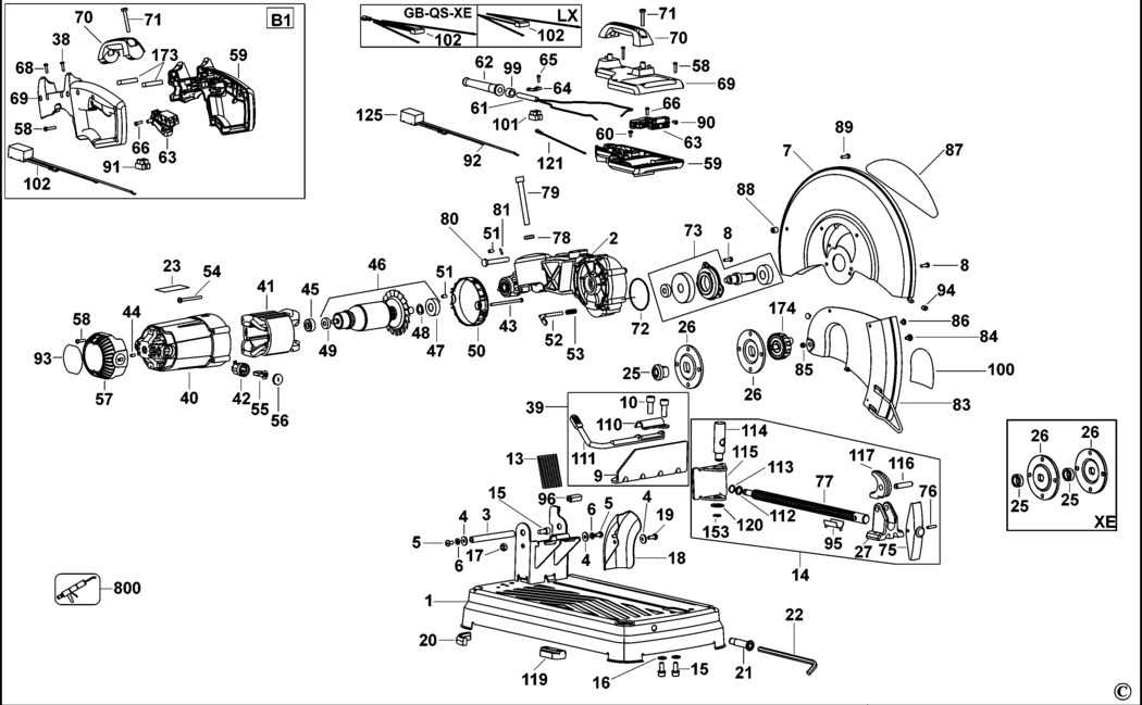 Dewalt D28715 Type 2 Chop Saw Spare Parts