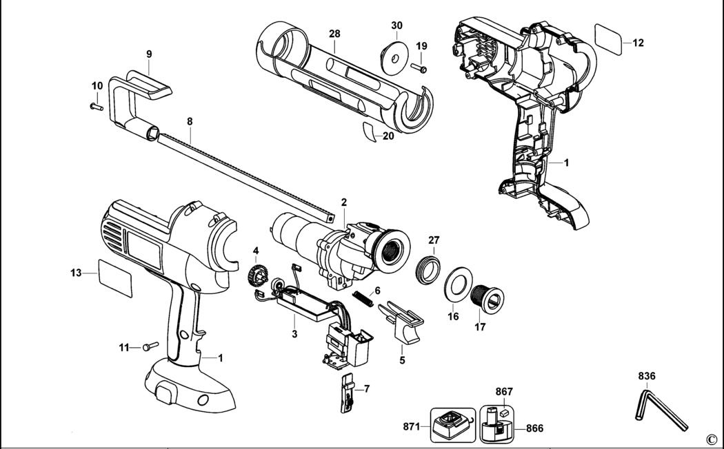 Dewalt DC540K Type 1 Caulk Gun Spare Parts