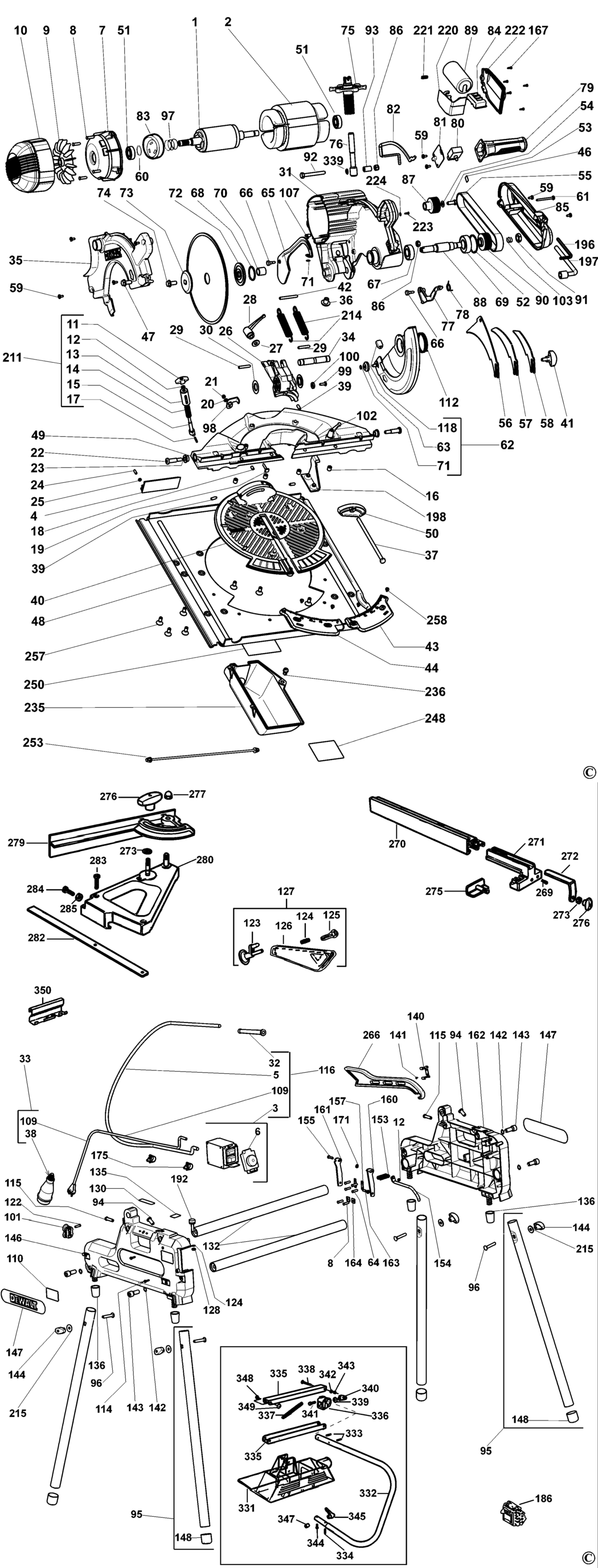 Dewalt DW743N Type 2 Combination Saw Spare Parts