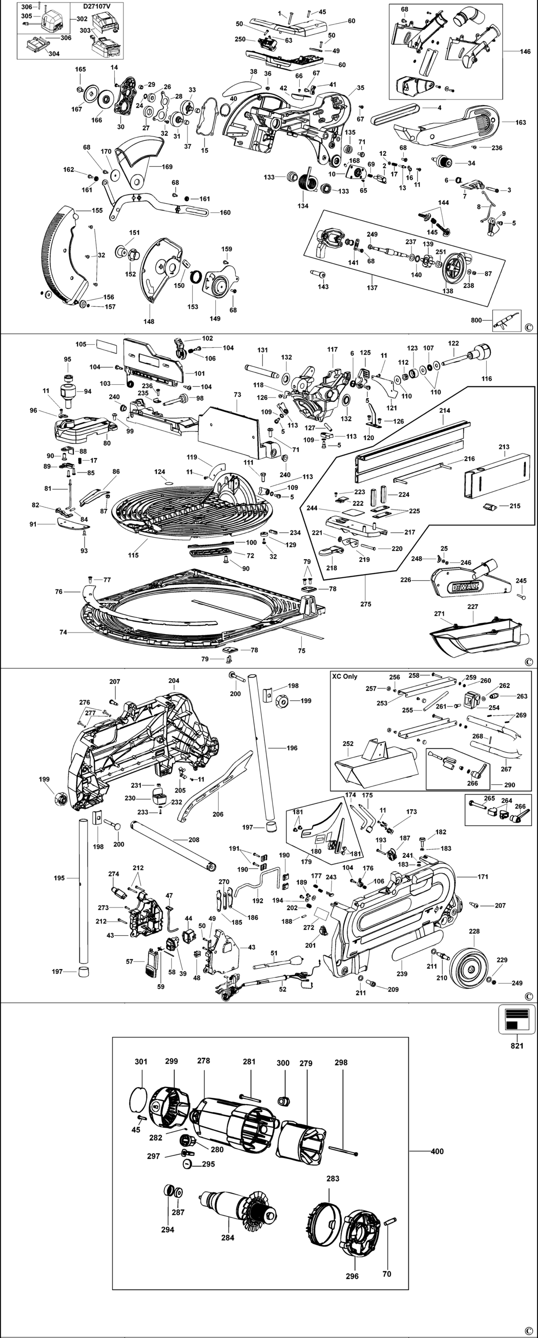 Dewalt D27107 Type 1 Combination Saw Spare Parts