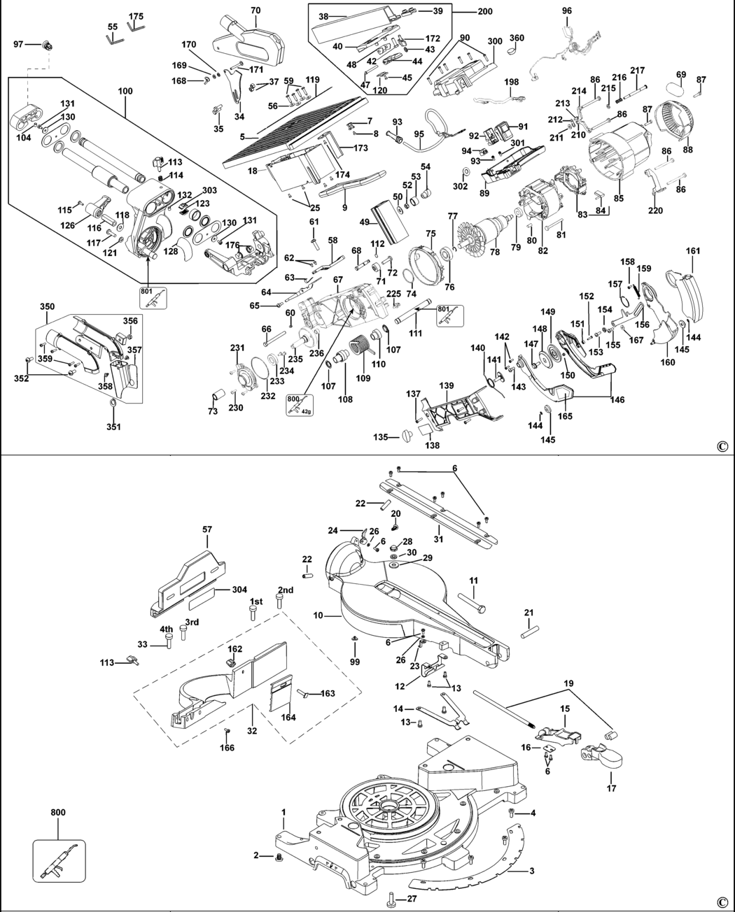 Dewalt D27112 Type 1 Table Top Mitre Saw Spare Parts