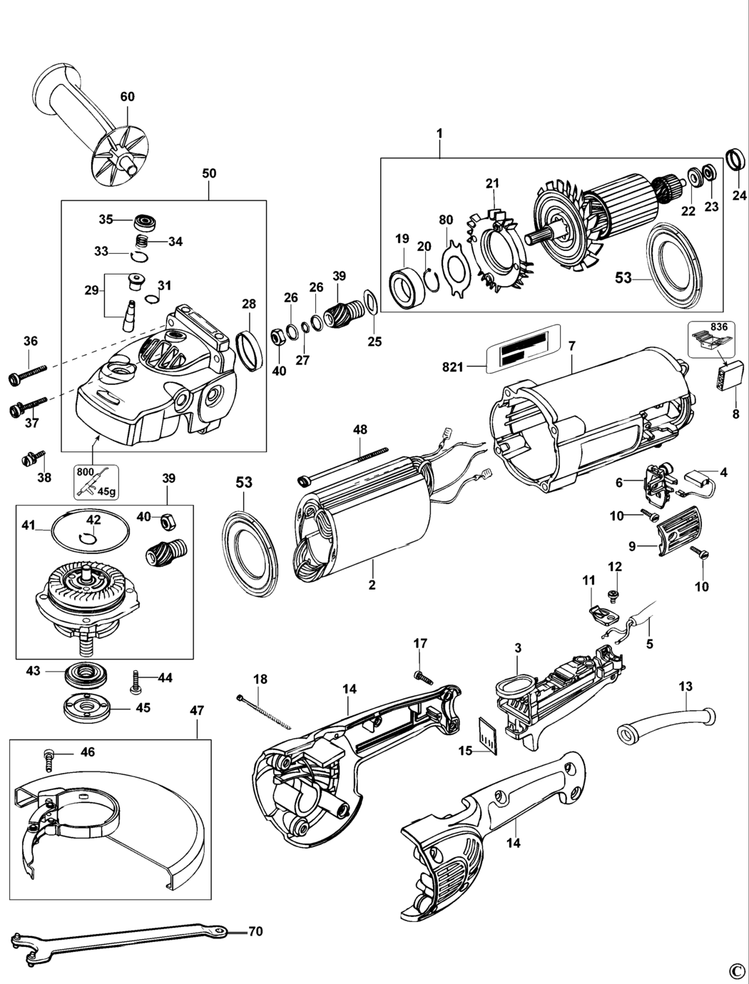 Dewalt D28401 Type 2 Angle Grinder Spare Parts