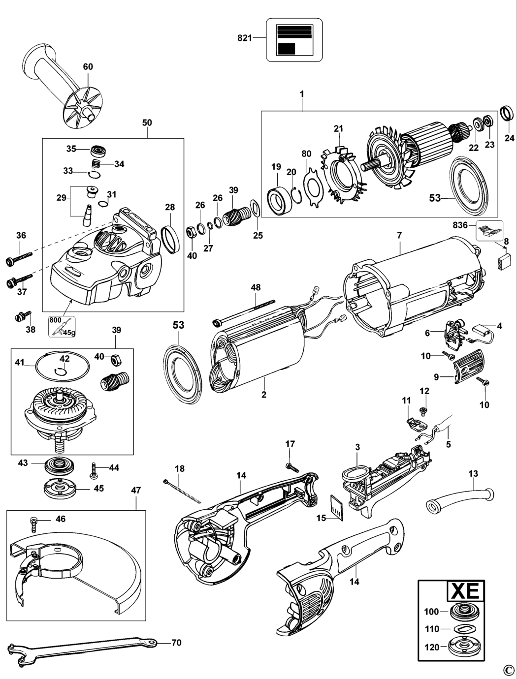 Dewalt D28411 Type 2 Angle Grinder Spare Parts