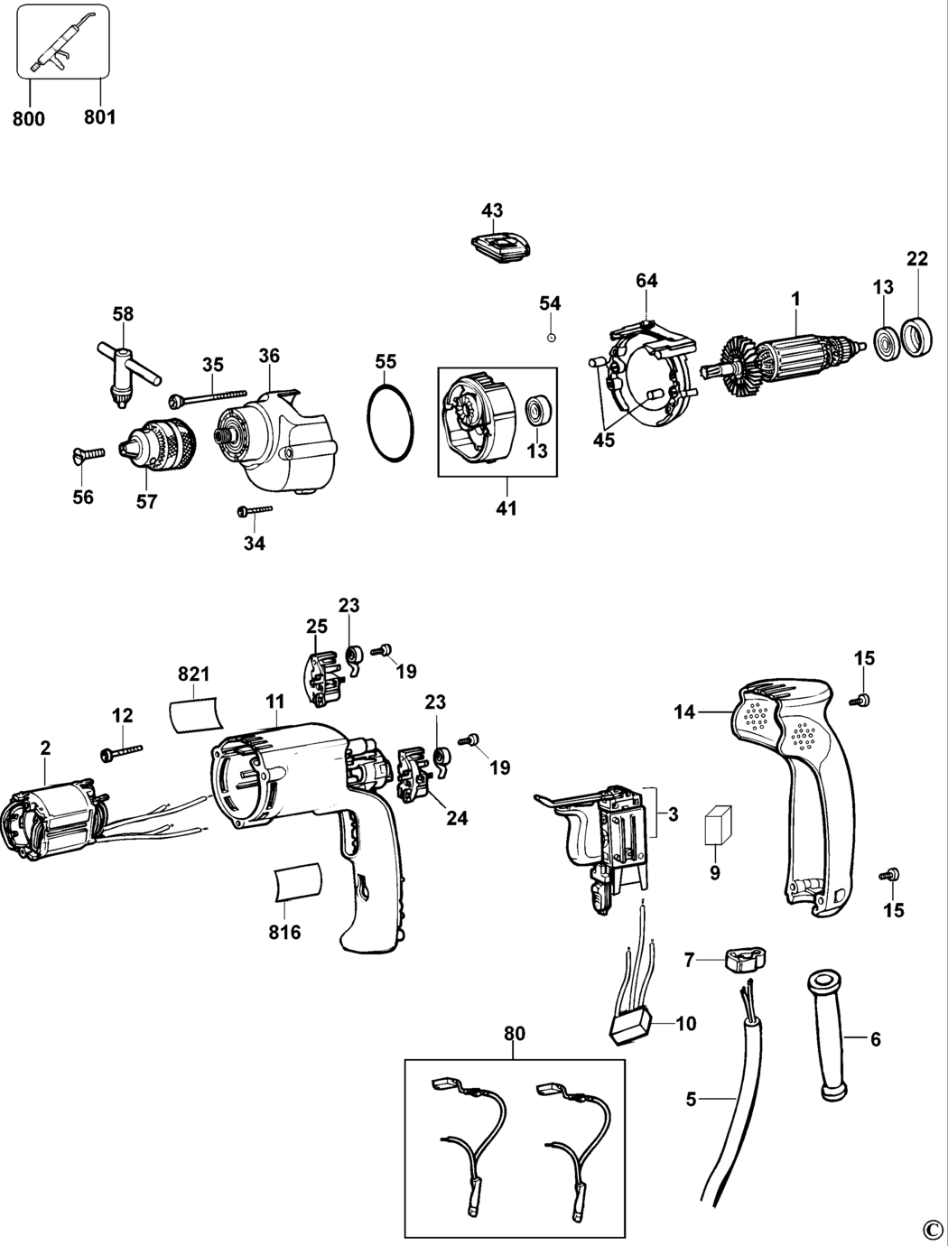 Dewalt D21110 Type 1 Drill Spare Parts