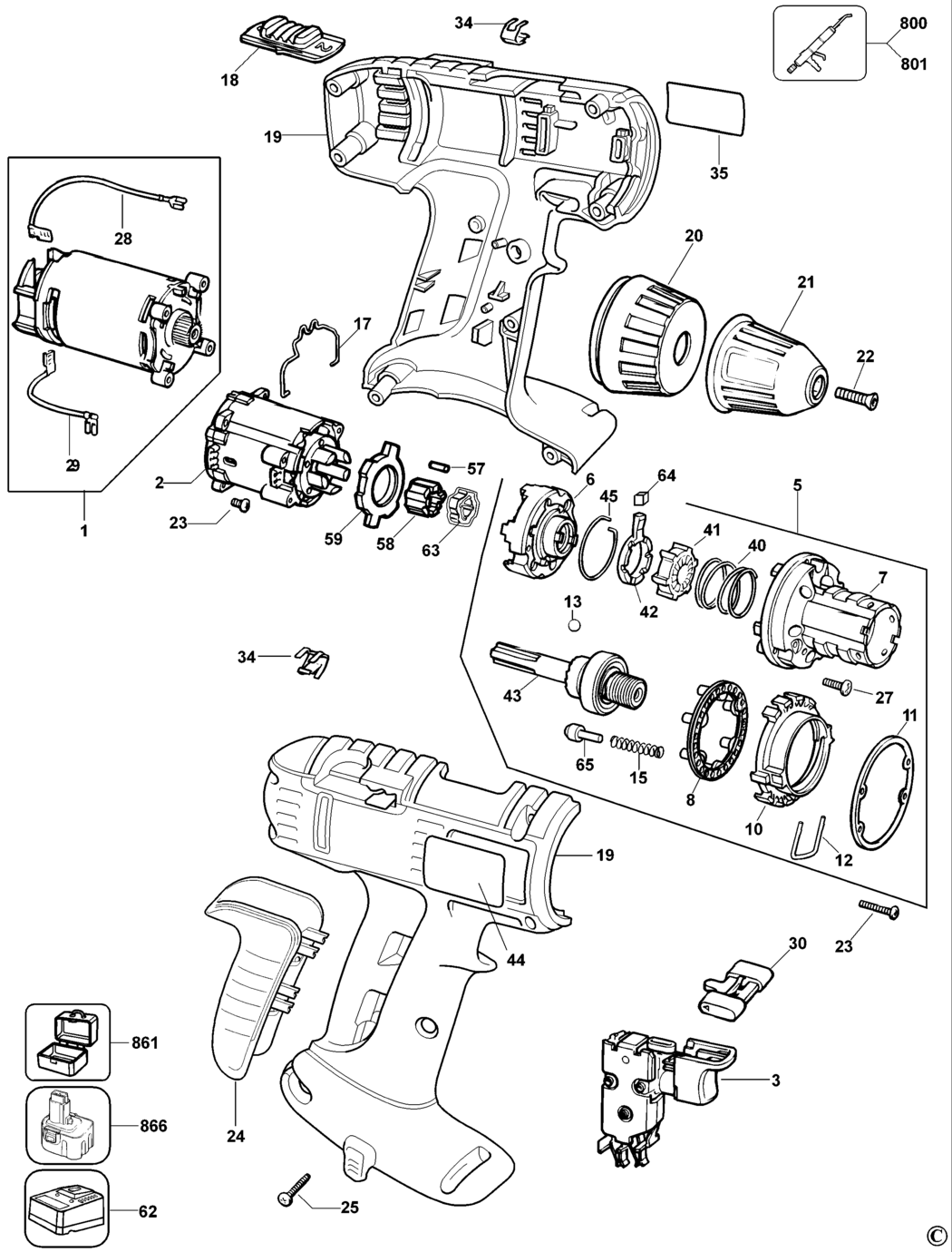 Dewalt DW997K Type 10 C'less Drill/driver Spare Parts