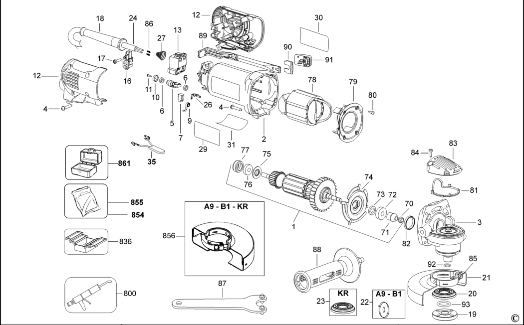 Dewalt D28111 Type 2 Small Angle Grinder Spare Parts