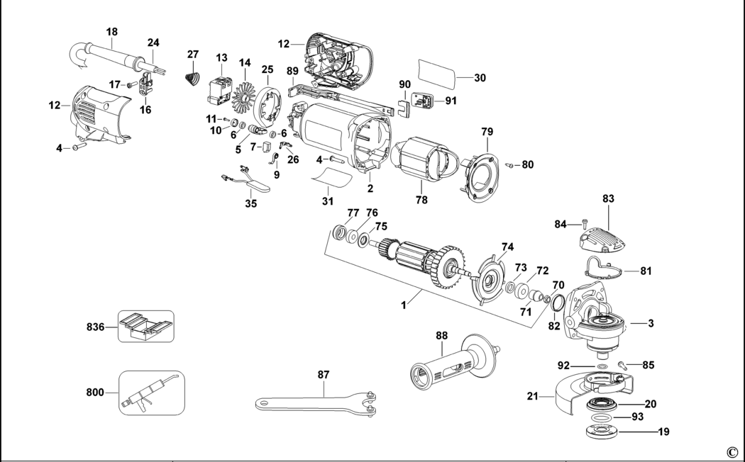 Dewalt D28130 Type 2 Small Angle Grinder Spare Parts