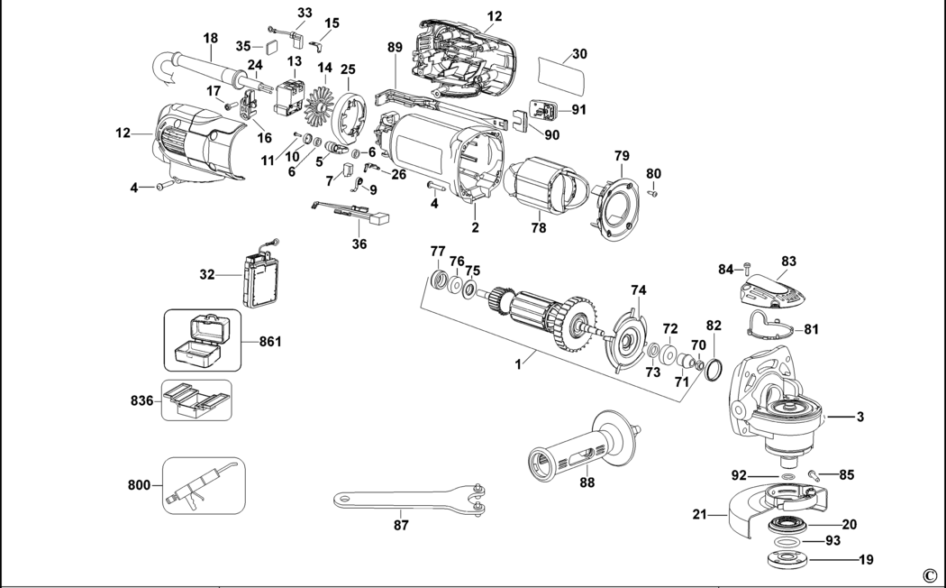 Dewalt D28133 Type 2 Small Angle Grinder Spare Parts