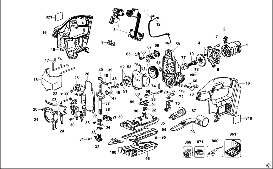 Dewalt DC318KL Type 1 Cordless Jigsaw Spare Parts