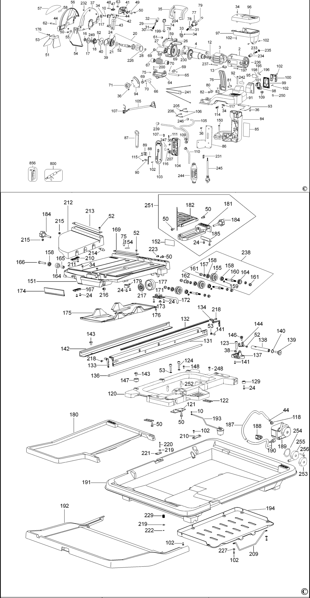 Dewalt D24000 Type 2 Tile Cutter Spare Parts