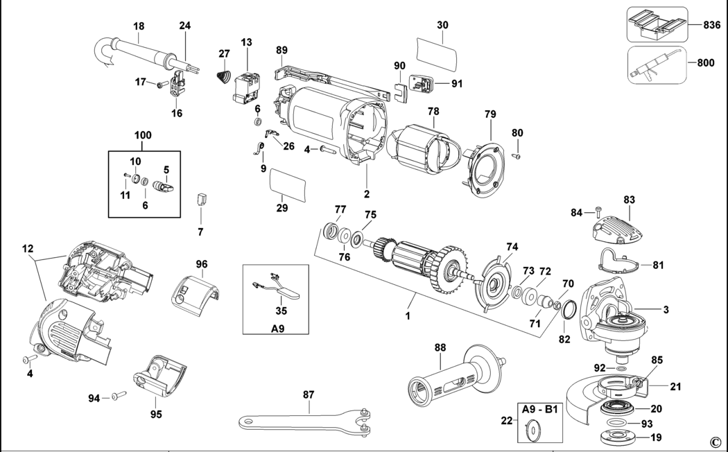 Dewalt D28110 Type 1 Small Angle Grinder Spare Parts