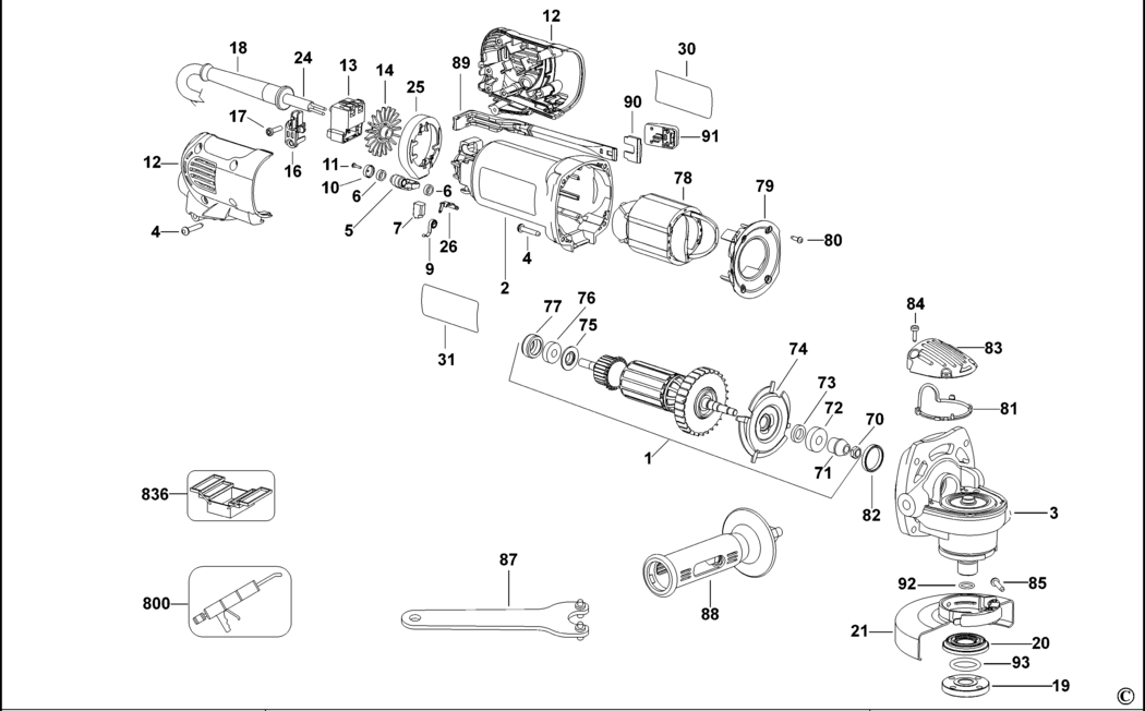 Dewalt D28132C Type 1 Small Angle Grinder Spare Parts