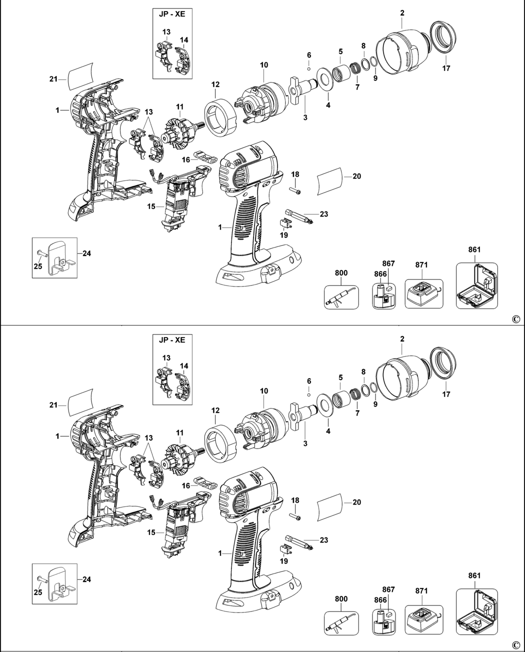 Dewalt DC837 Type 1 Impact Wrench Spare Parts