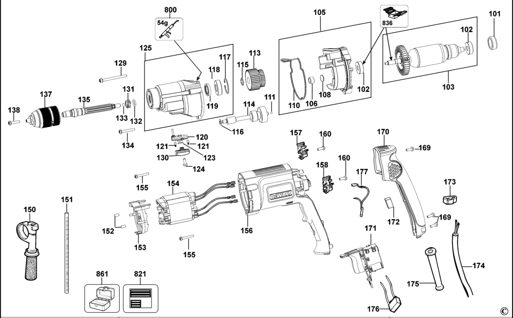 Dewalt D21441 Type 2 Drill Spare Parts
