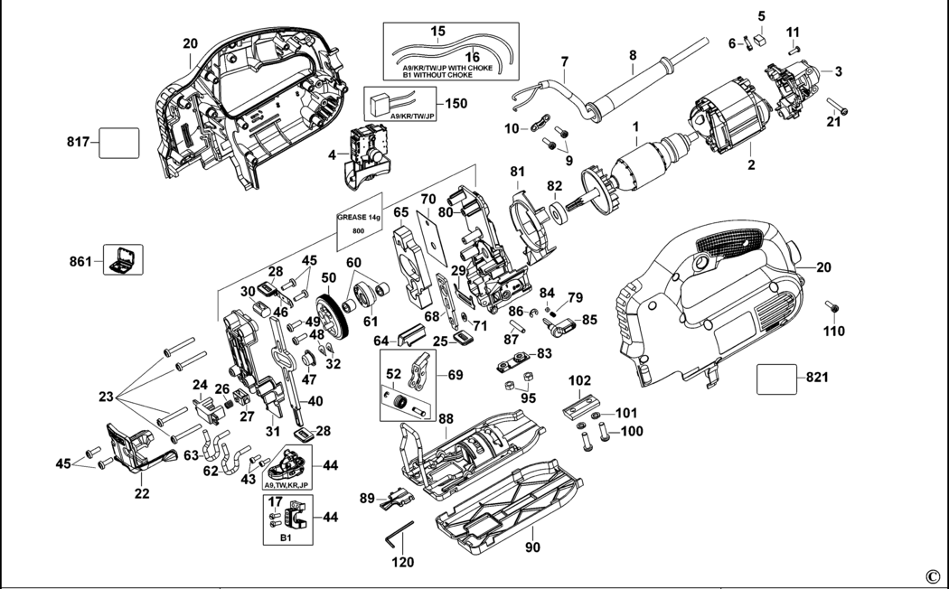 Dewalt DW341K Type 10 Jigsaw Spare Parts