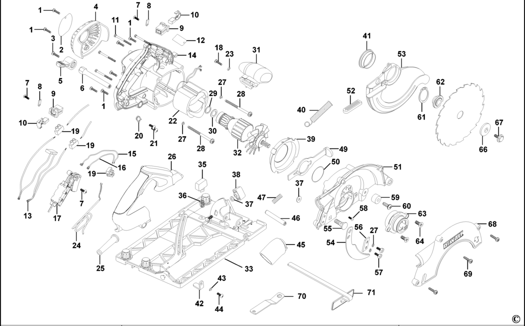 Dewalt D23551 Type 1 Circular Saw Spare Parts