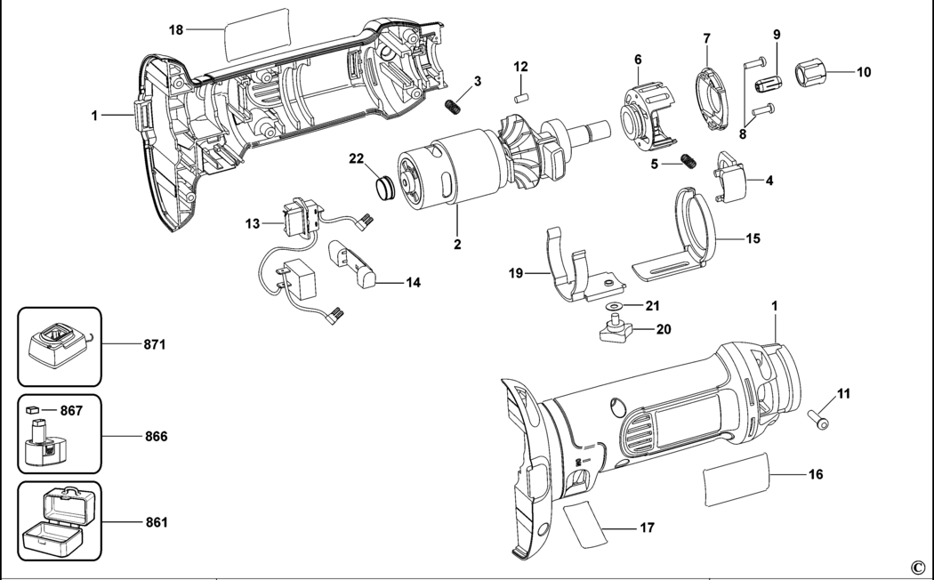 Dewalt DC550 Type 1 Cutter Spare Parts