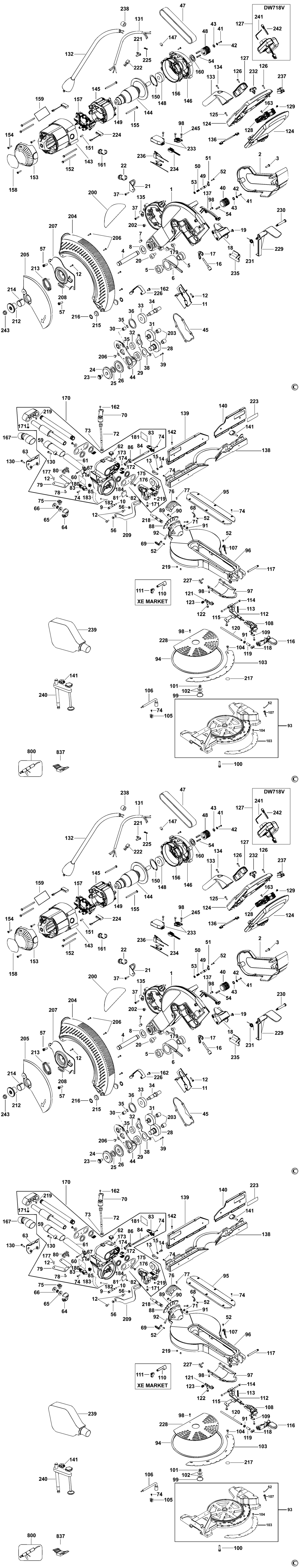 Dewalt DW718 Type 2 Mitre Saw Spare Parts