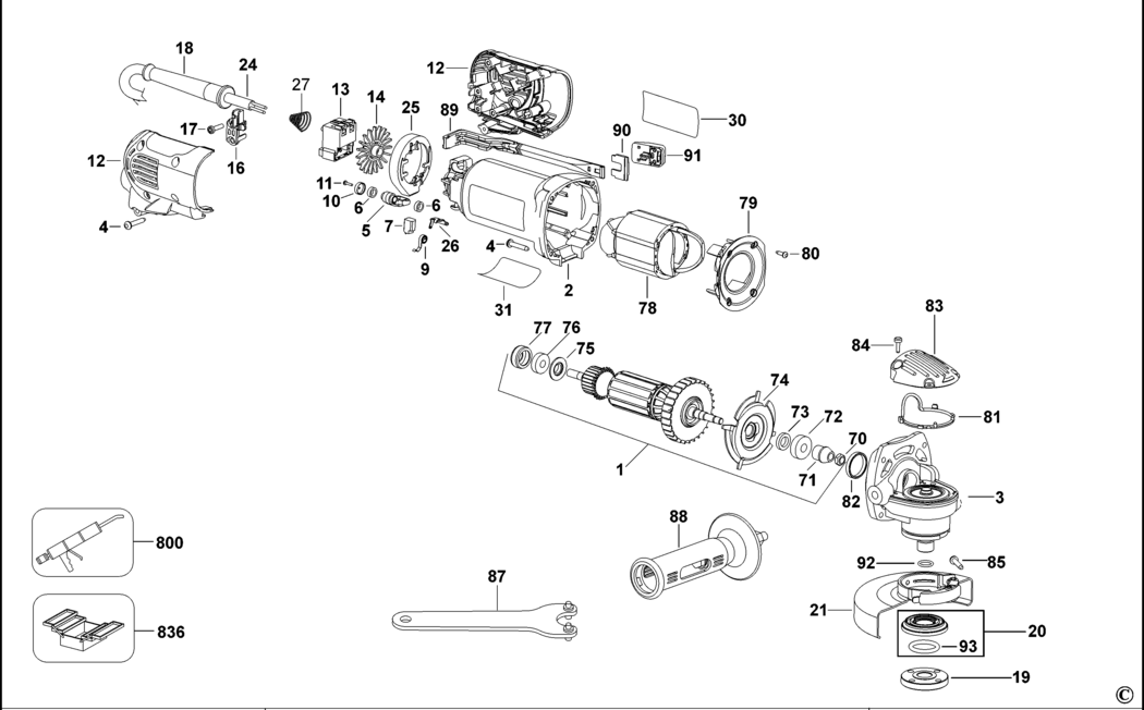 Dewalt D28106 Type 1 Small Angle Grinder Spare Parts